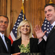Left to right: John Boehner (not necessarily a grifter), Margaret Hunter (def a grifter) and Representative Duncan Hunter (also a grifter)